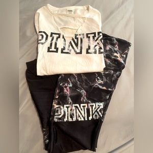 PINK leggings with matching crop top